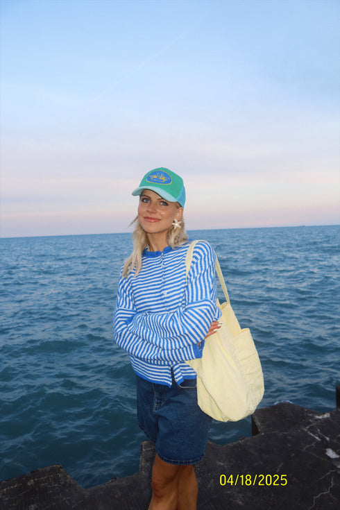 Coco Cutie Cardigan // Blue Stripe